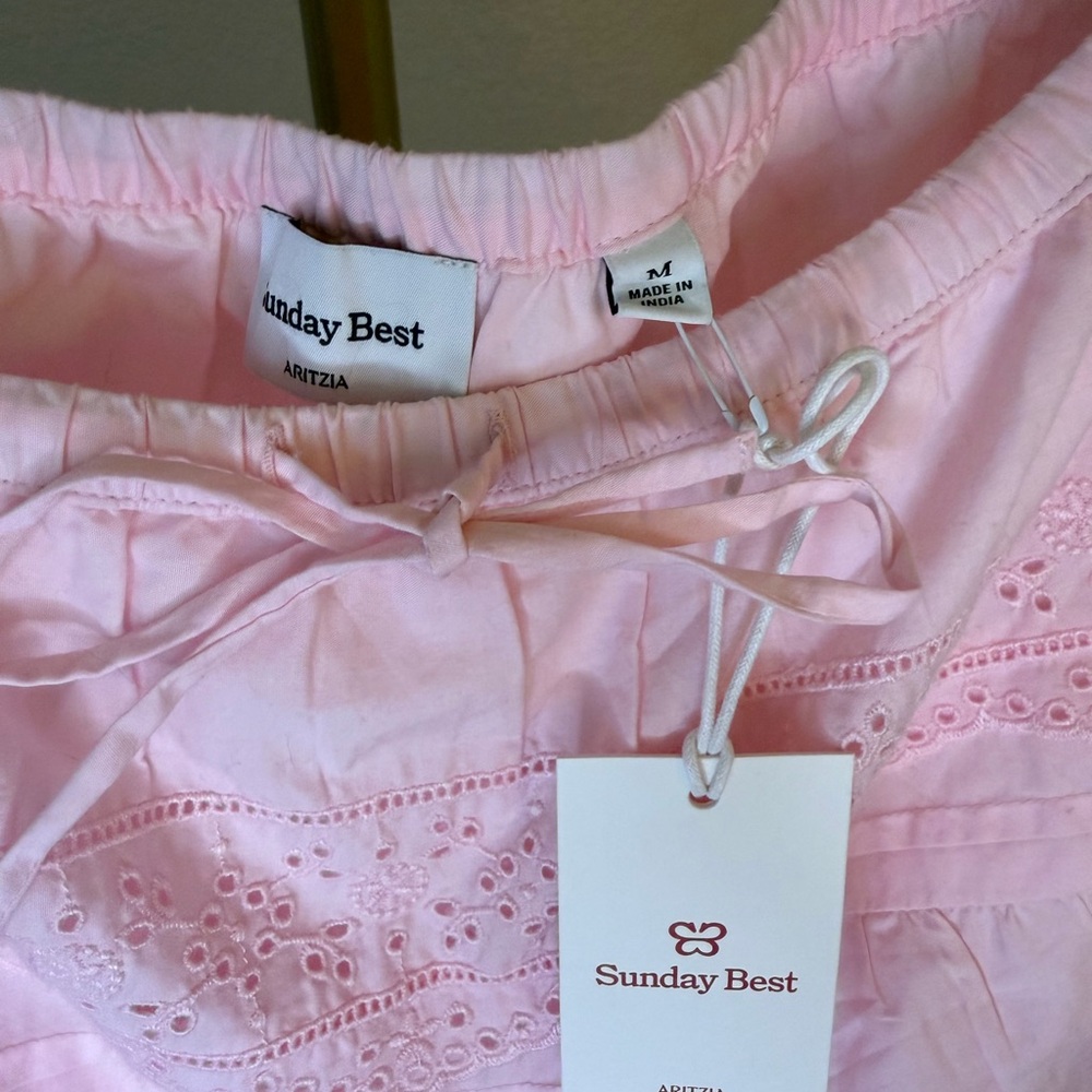Aritzia Pink Eyelet Tiered Mini Skirt - Picture 2 of 3